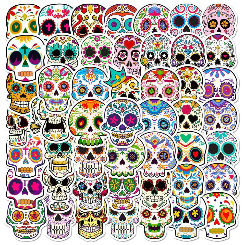 Adesivos Painted Skulls, vinil impermeável, anime, 50 unidades/lote