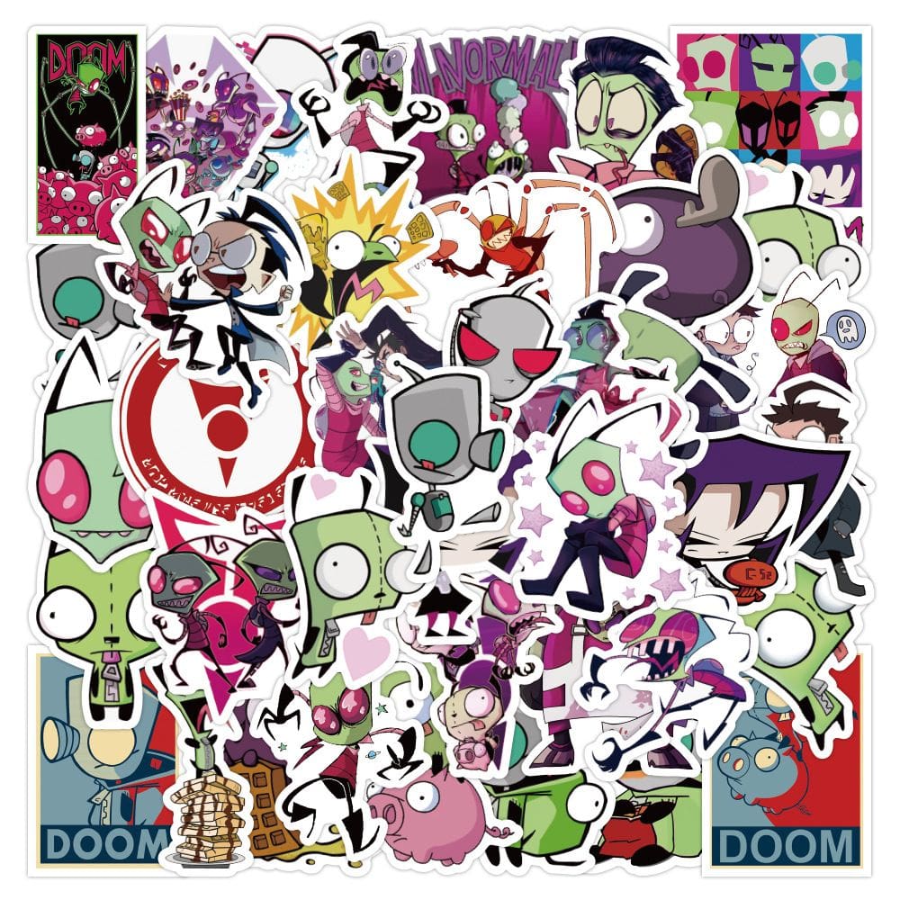 Adesivos de vinil impermeável Aliens Invaders, anime, 50 unidades