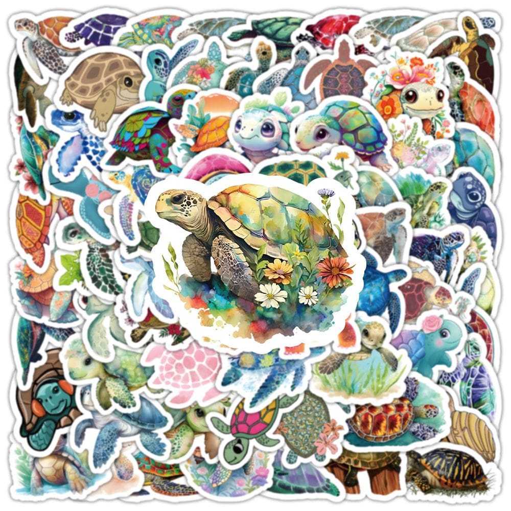 Adesivos 100 unidades/lote Smalls Turtles Waterproof Vinyl Anime St