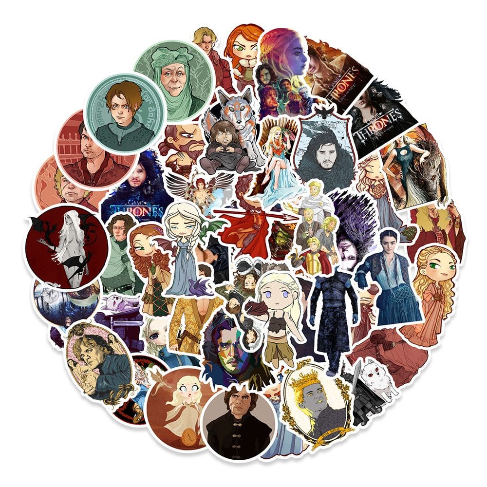 Adesivos Game of Thrones, vinil impermeável, anime, 100 unidades