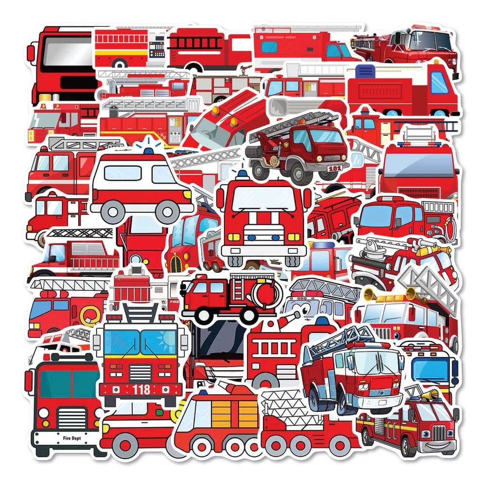 Adesivos Fire Truck Anime Cartoon 50 unidades de PVC impermeável