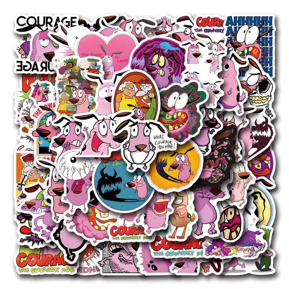 Adesivos Curages Cowardlys Dogs em vinil impermeável 55 unidades/lote
