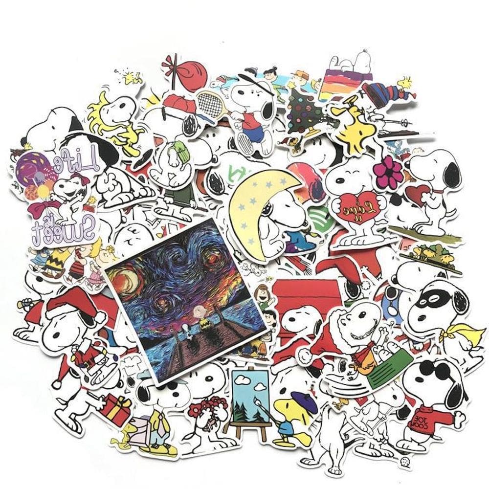 Pacote de adesivos Snoopys Anime Waterproof Vinil 62 unidades