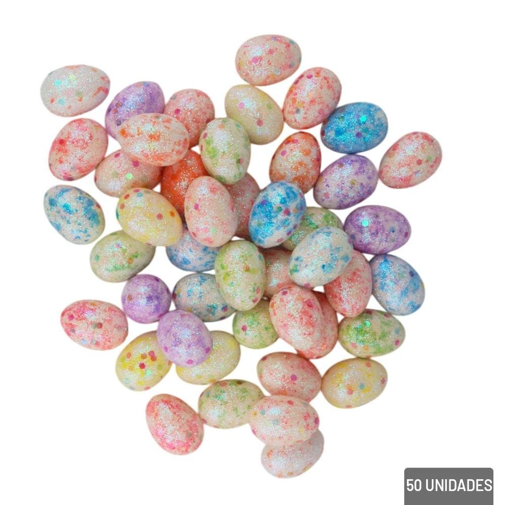 Enfeite de Páscoa Ovos Decorados 50 Peças Colorido - Tudo em Caixa