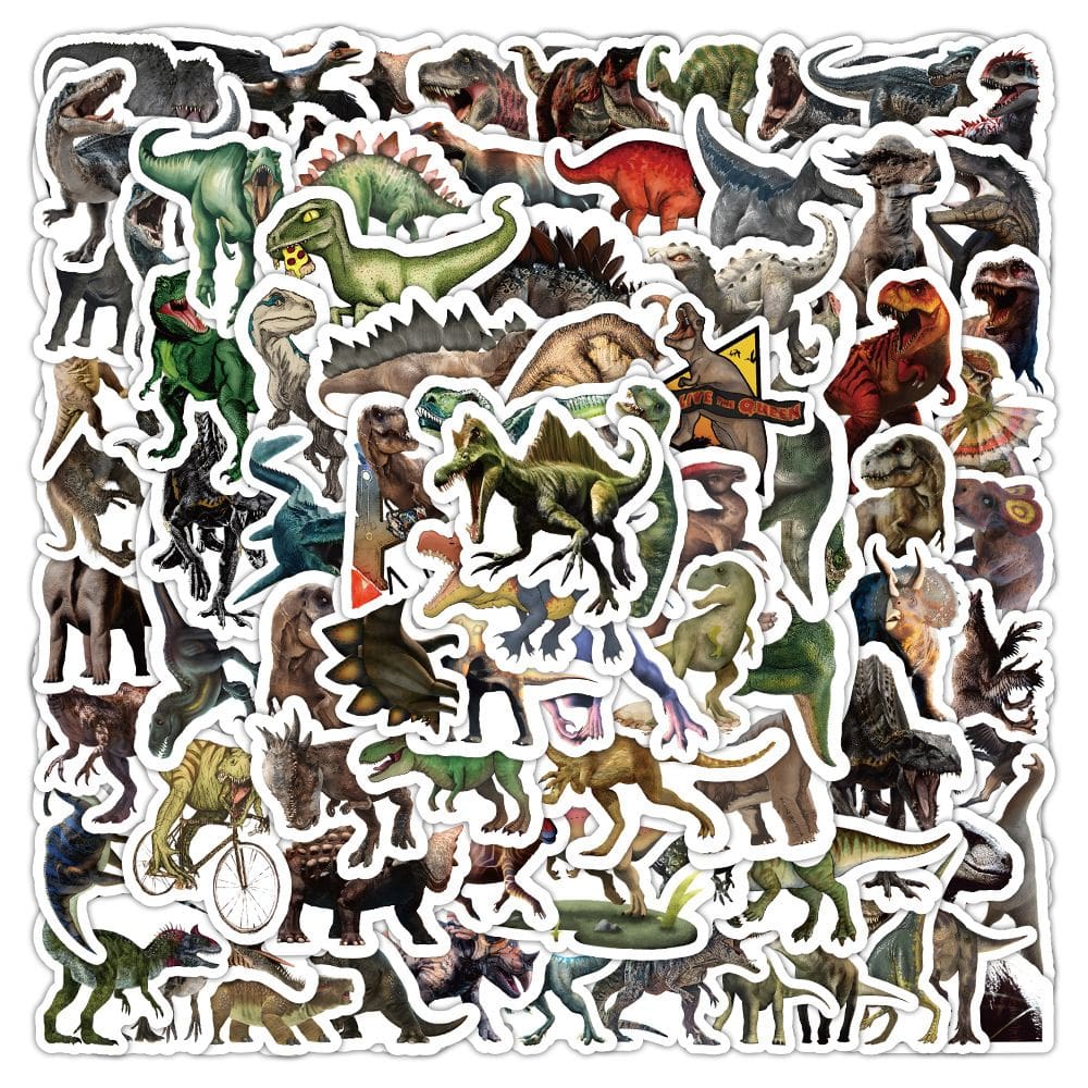 Adesivos de vinil impermeável de dinossauros de 100 unidades/lote para laptop
