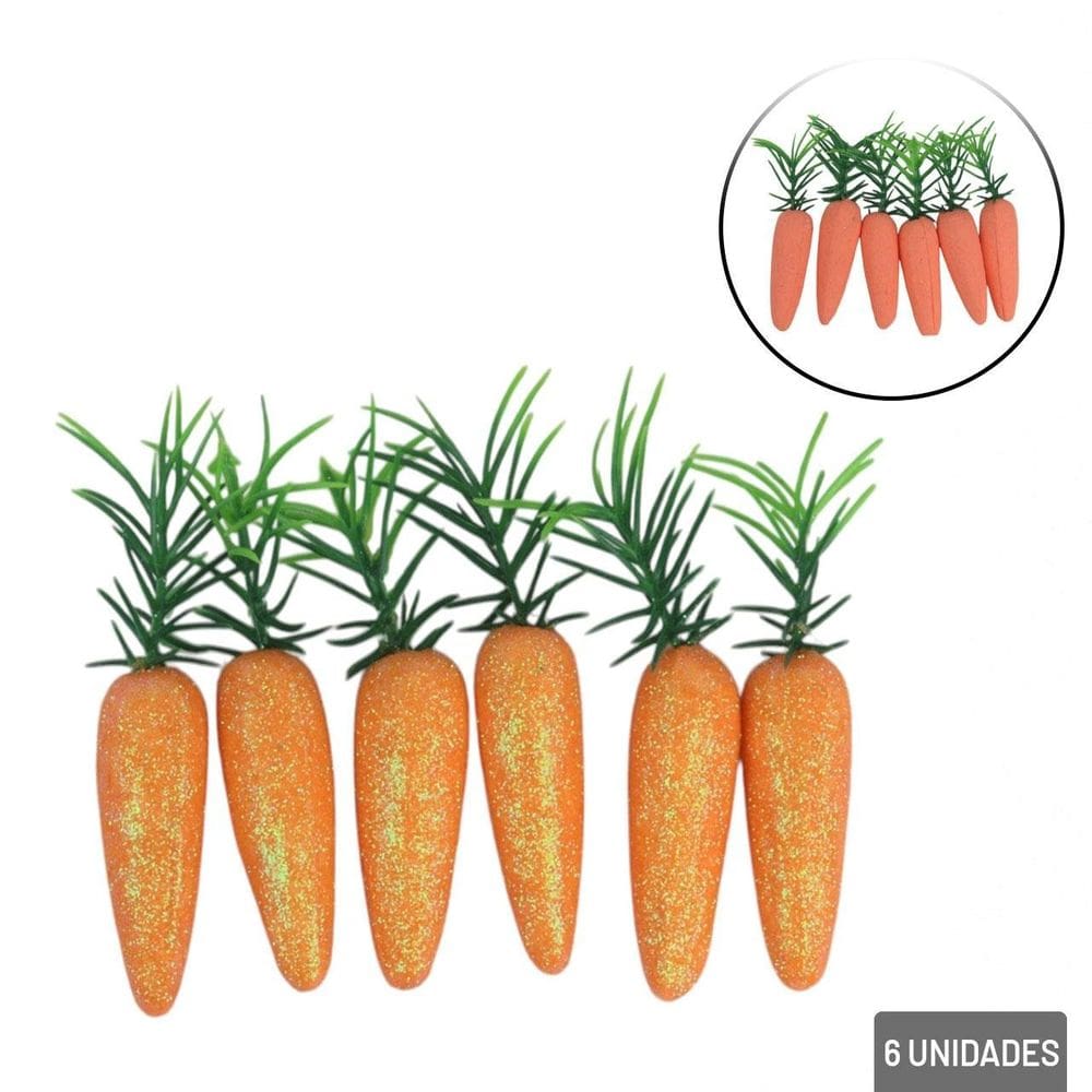 Enfeite de Páscoa Cenouras 6 Peças 5cm - Tudo em Caixa