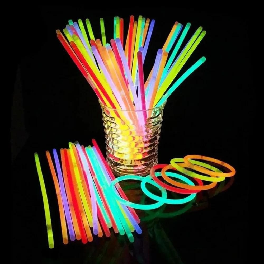 2X 200 Pulseira Neon Fluorescente Brilhante Balada Led