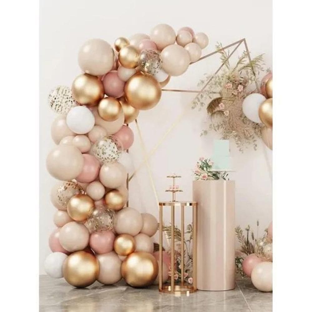 2X Tranoy Arco Desconstruido Pack 200 Globos Dourado E Rosa