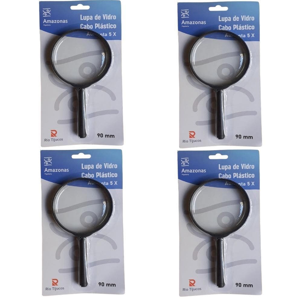 4 Lupas Manual 90Mm Aumento Grande 5X Lente Leitura Estetica