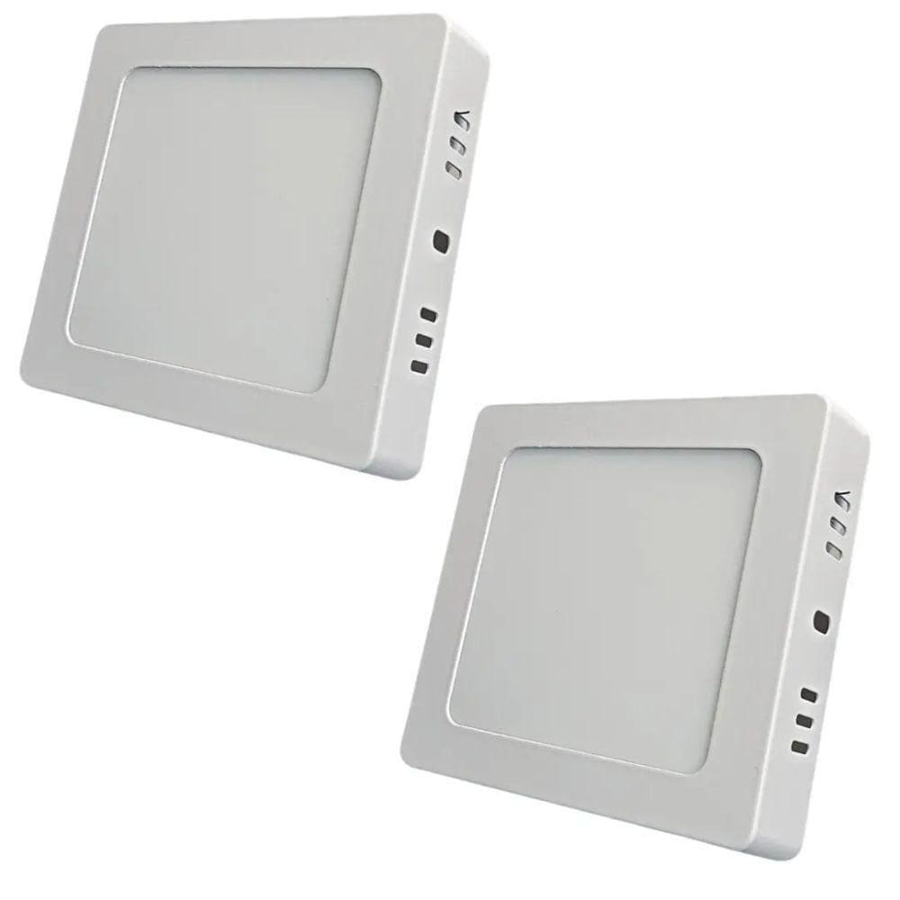Kit Com 2 Painéis Plafon Led Sobrepor Quadrado 6w 6500k Max-0371