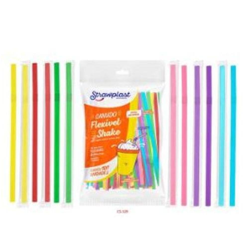 Canudo Flexível Shake - Pacote Com 100 Und