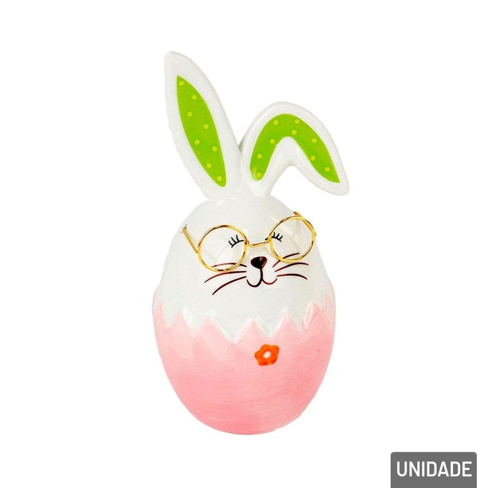Enfeite Decorativo de Páscoa Coelho Porcelana 15cm - Tudo em Caixa
