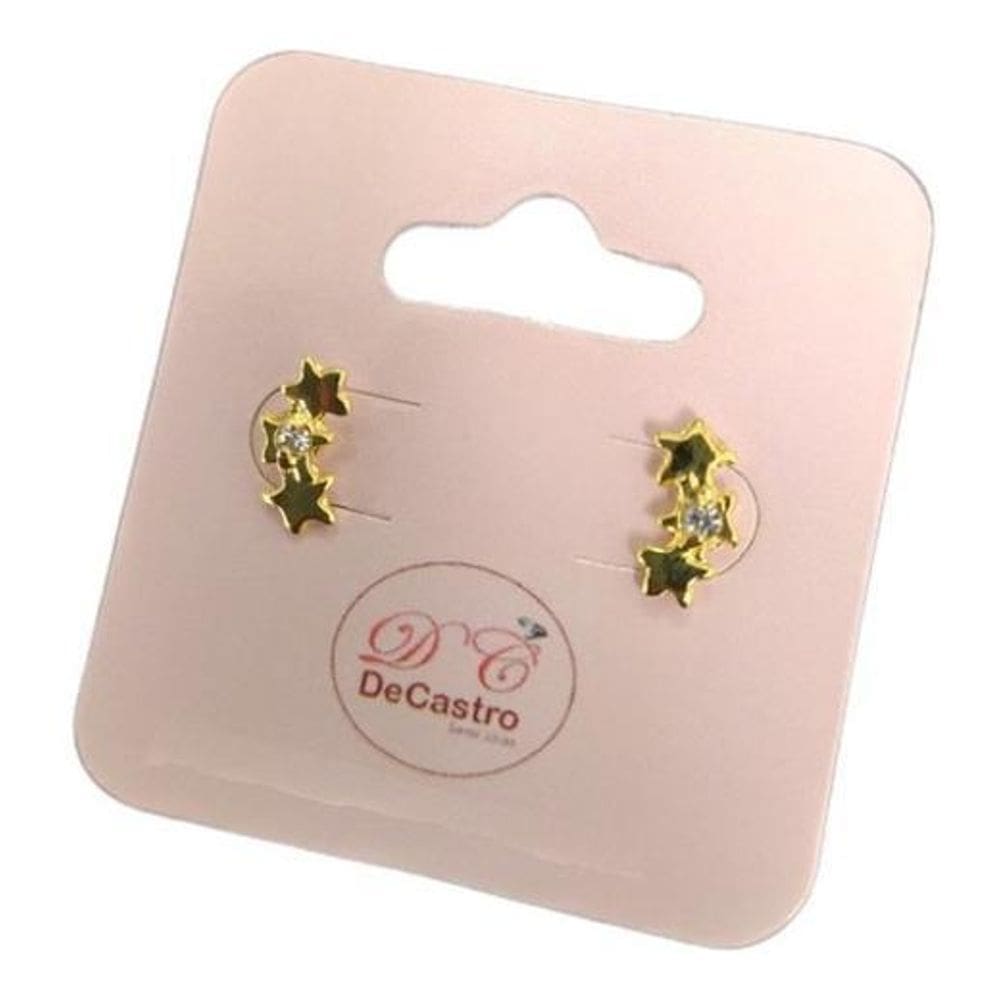 Brinco Infantil Pequeno Estrela Pedra Zirconia F. Ouro 18K
