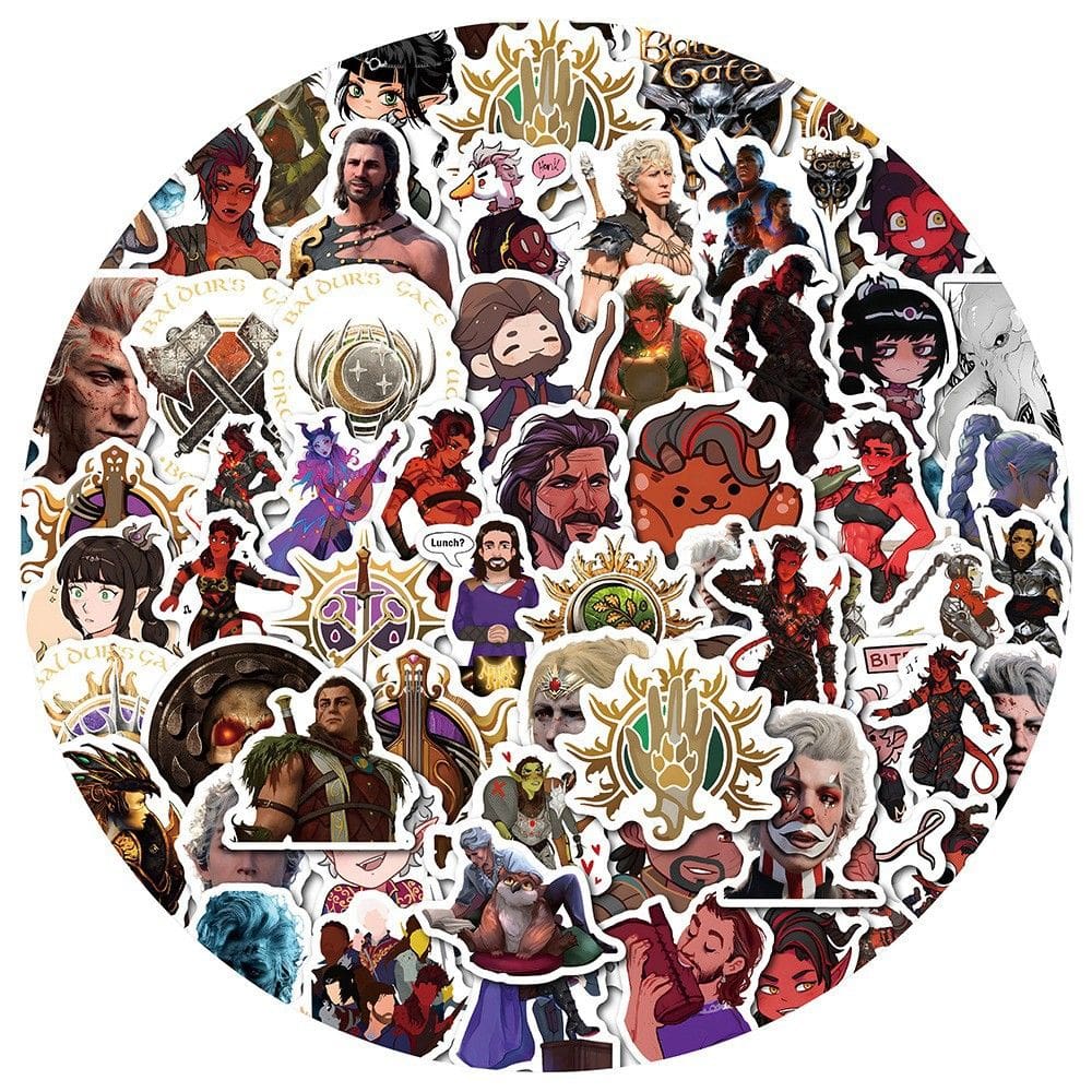 Adesivos de vinil impermeável Baldurs Gates, anime, 60 unidades