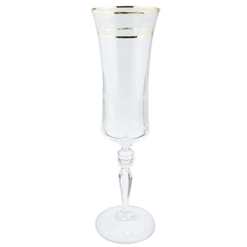 Taça De Champanhe Grace 190Ml Com Friso Platino Cristal Luxo
