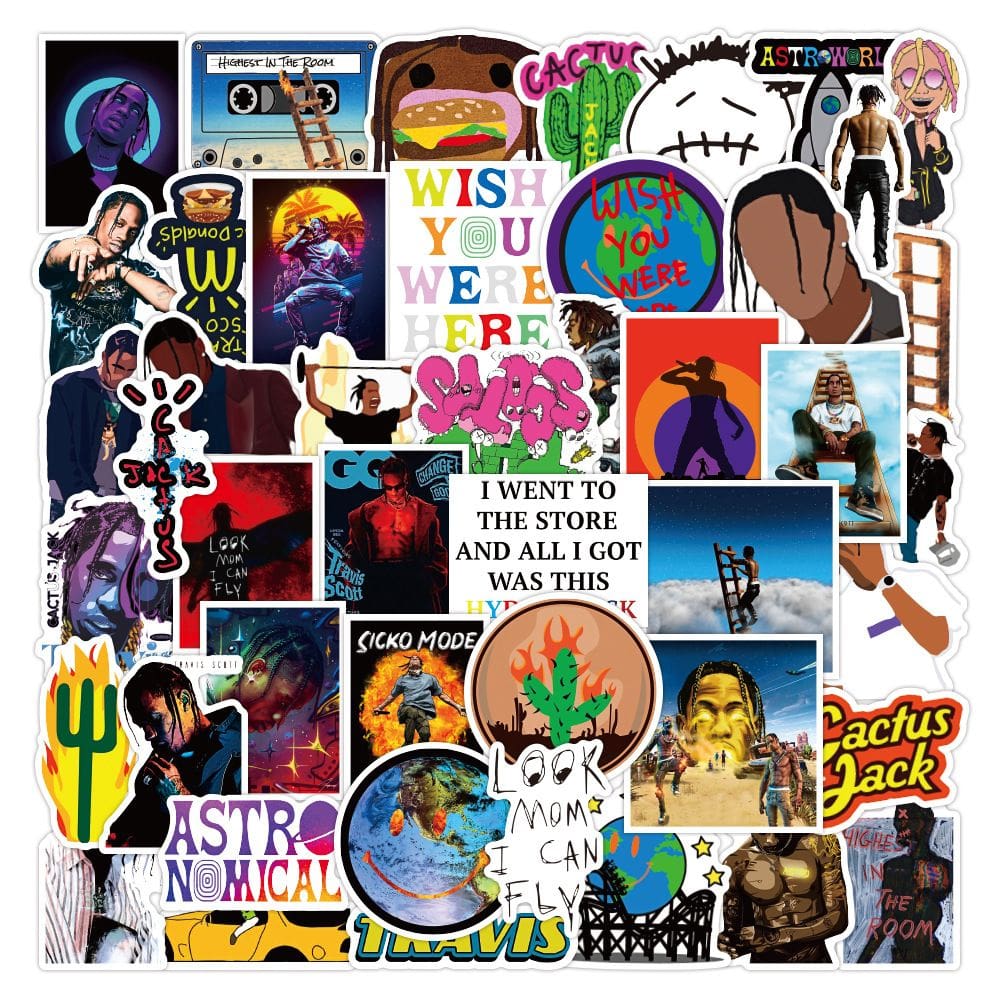 Adesivos Anime de vinil impermeável Travis Scotts 50 unidades/lote