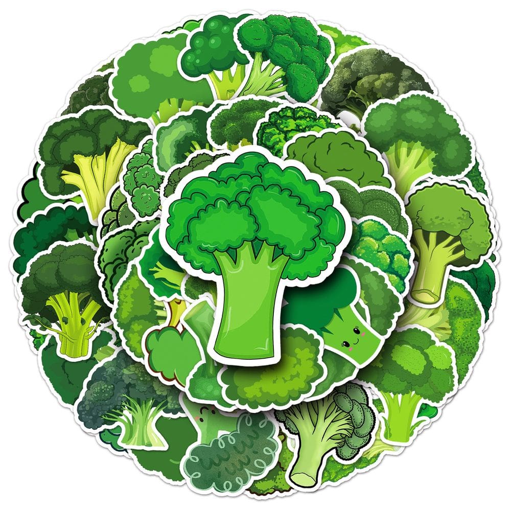 Adesivos de brócolis, couve-flor, vegetais, 50 unidades, impermeáveis