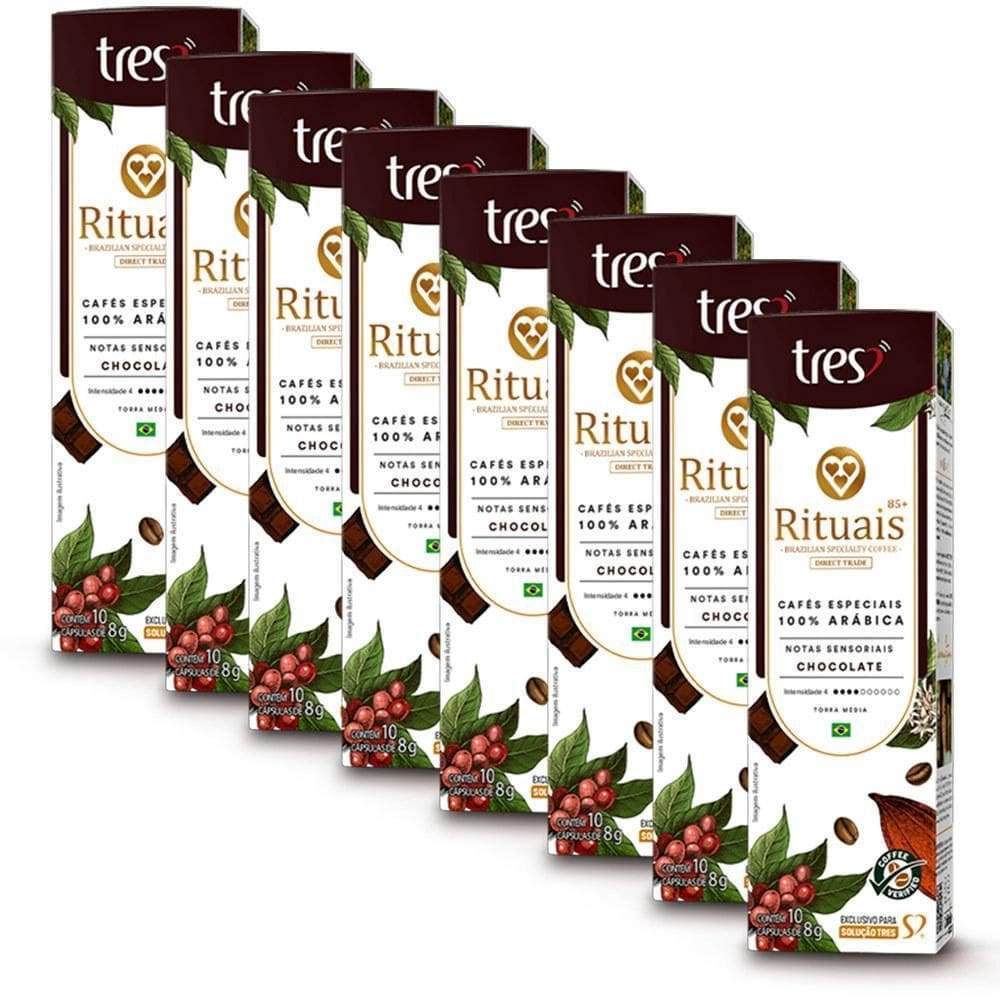 80 Cápsulas Café 3 Corações Rituais Chocolate