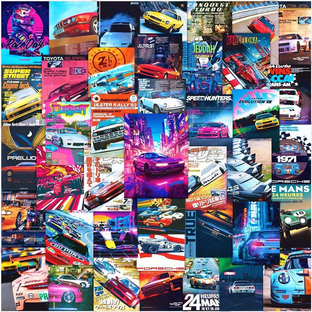 Adesivos Jdms Racings Cars, vinil impermeável, anime, 50 unidades