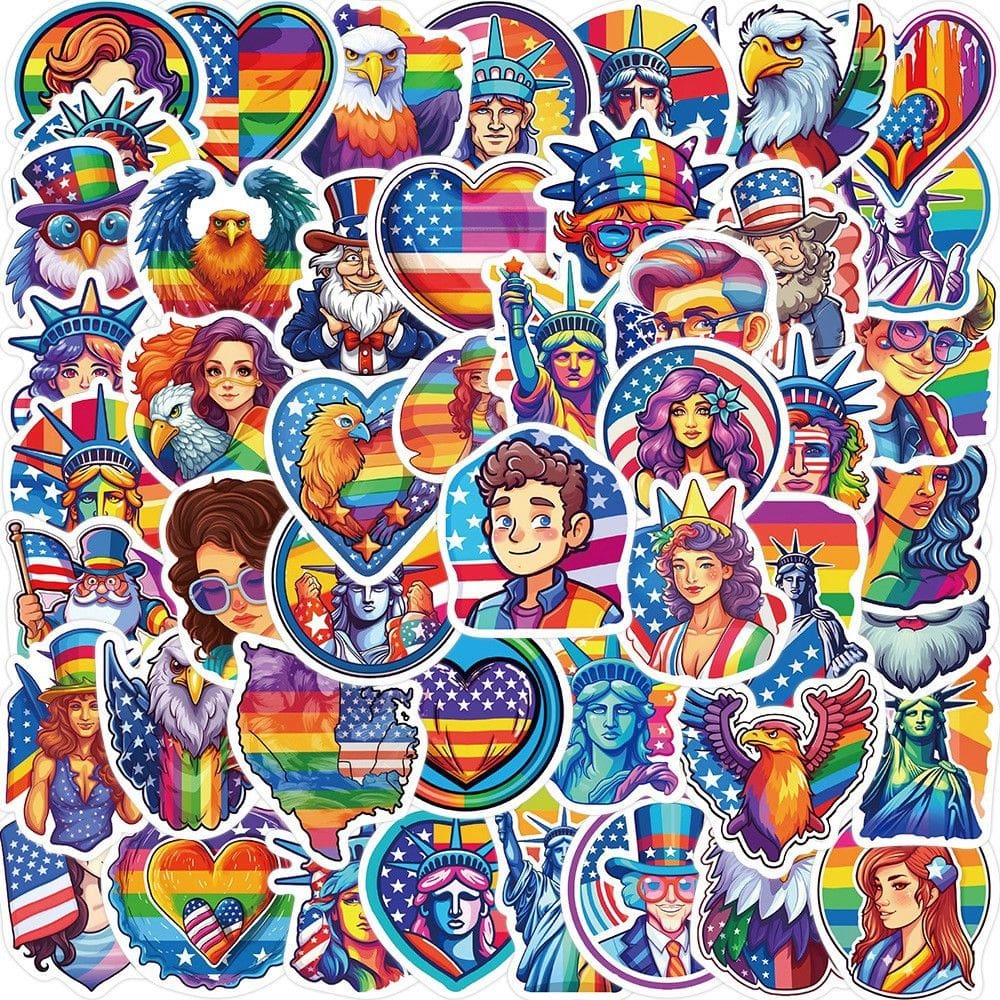 Adesivos Rainbows Independences Days Waterproof 50 unidades/lote