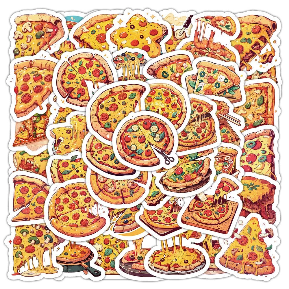 Adesivos 50 unidades/lote Pizzas Foods Vinil Impermeável Anime Stick