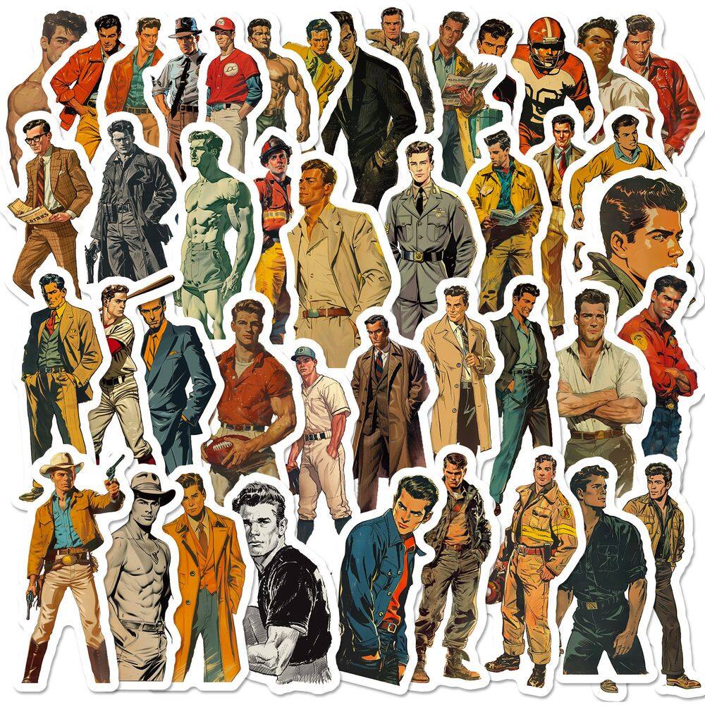 Adesivos Retros Cools Masculinos em Vinil Impermeável Anime x50