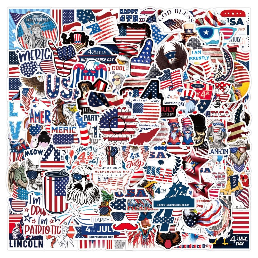 Adesivos Americans Independences Days Waterproof (100 unidades)