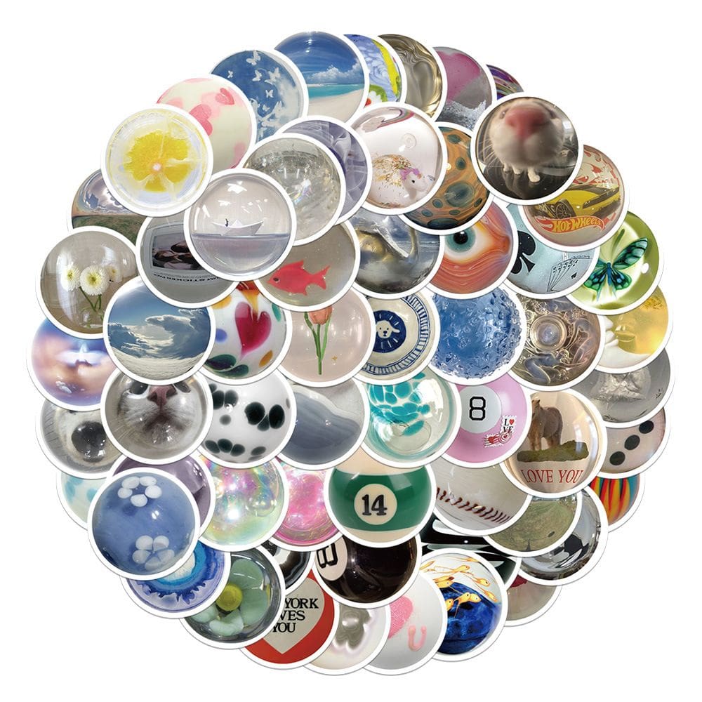 Adesivos, contas de vidro, vinil impermeável, anime, 60 unidades/lote