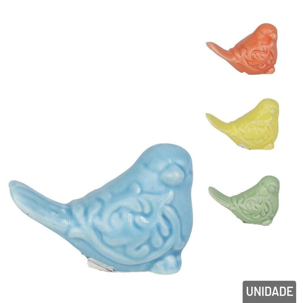 Enfeite de Cerâmica 7cm Pássaros Color - Tudo em Caixa