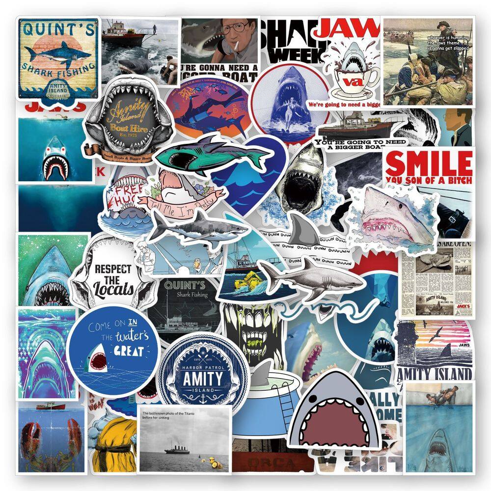 Adesivos Jaws Waterproof Vinyl Anime 50 unidades/lote para laptop