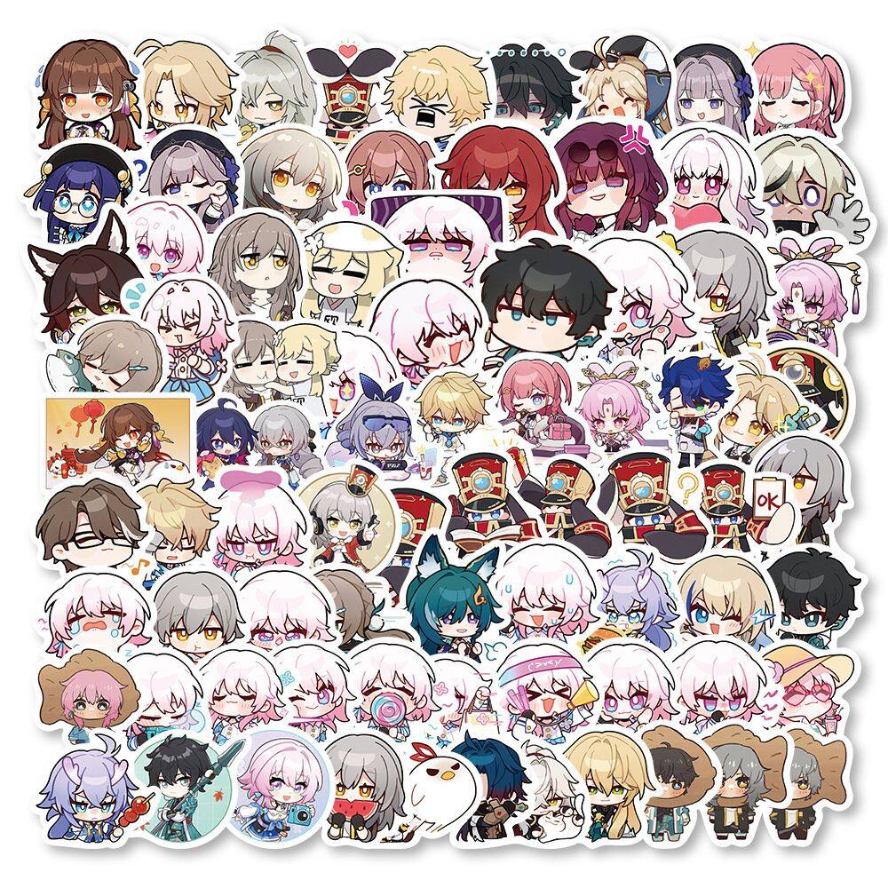 Adesivos Honkais Impacts em vinil impermeável Anime (80 unidades)