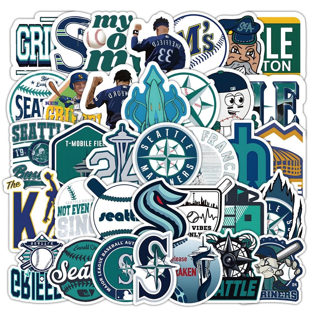 Adesivos Seattle Mariners em vinil impermeável Anime x50