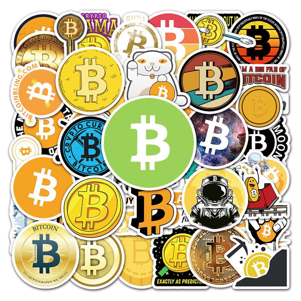 Adesivos Bitcoins, vinil impermeável, anime, 50 unidades/lote, 5-7 cm