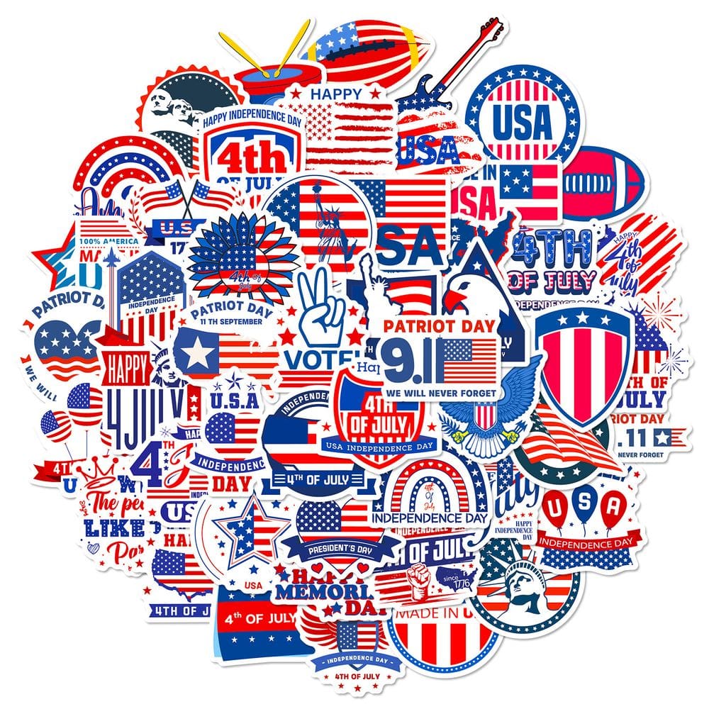 Pacote de adesivos Independence Day Anime Waterproof Vinyl x50