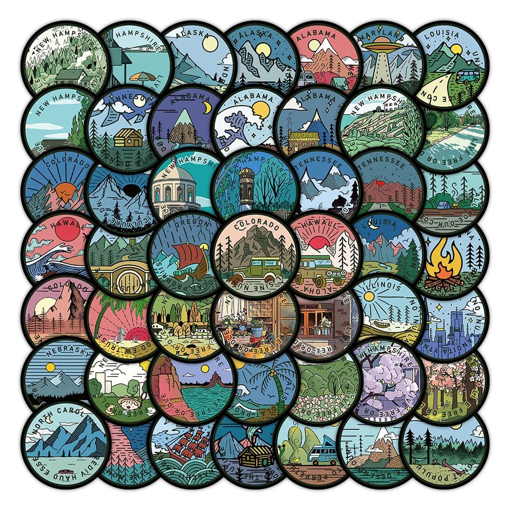 Adesivos, 60 unidades/lote, vinil impermeável, anime, mapas americanos para bricolage