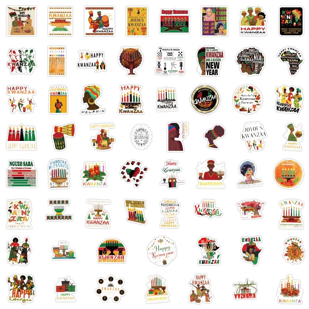 Adesivos Happys Kwanzaas em vinil impermeável Anime S (120 unidades)