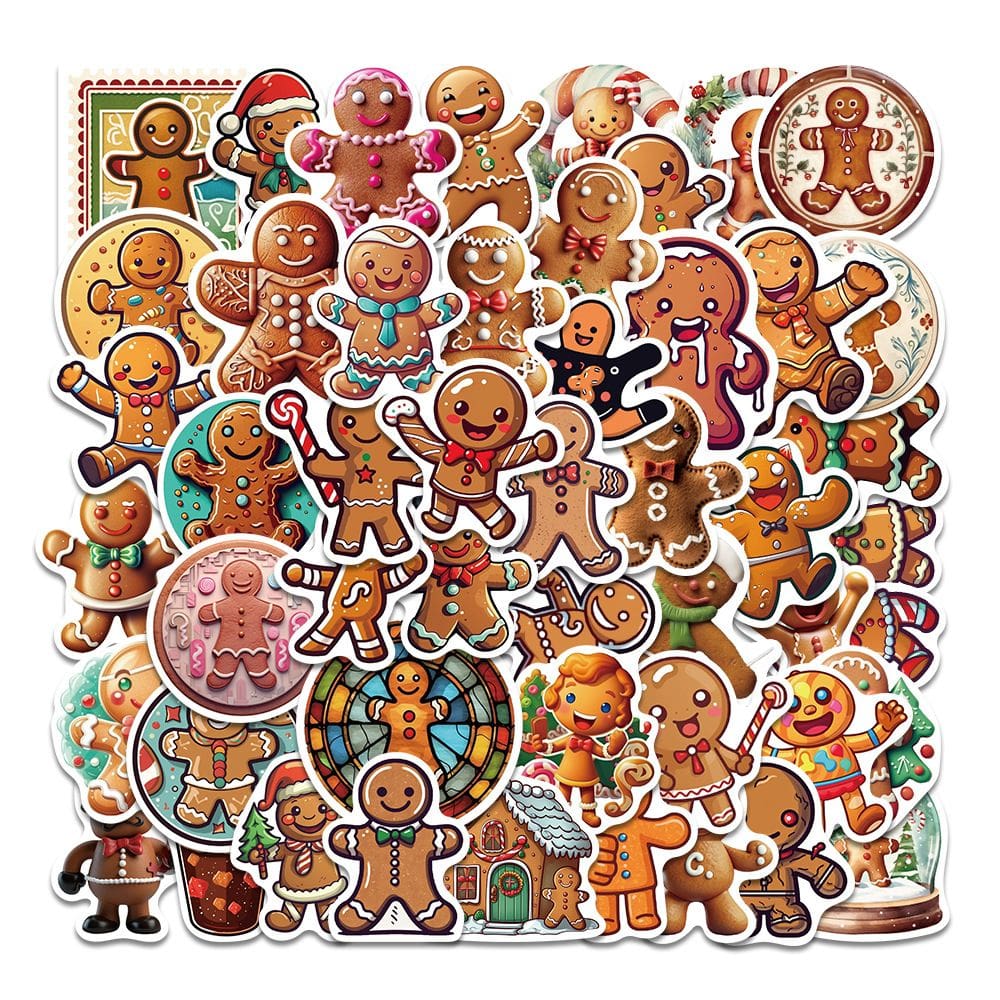 Adesivos Gingerbread Man, vinil impermeável, anime, 50 unidades