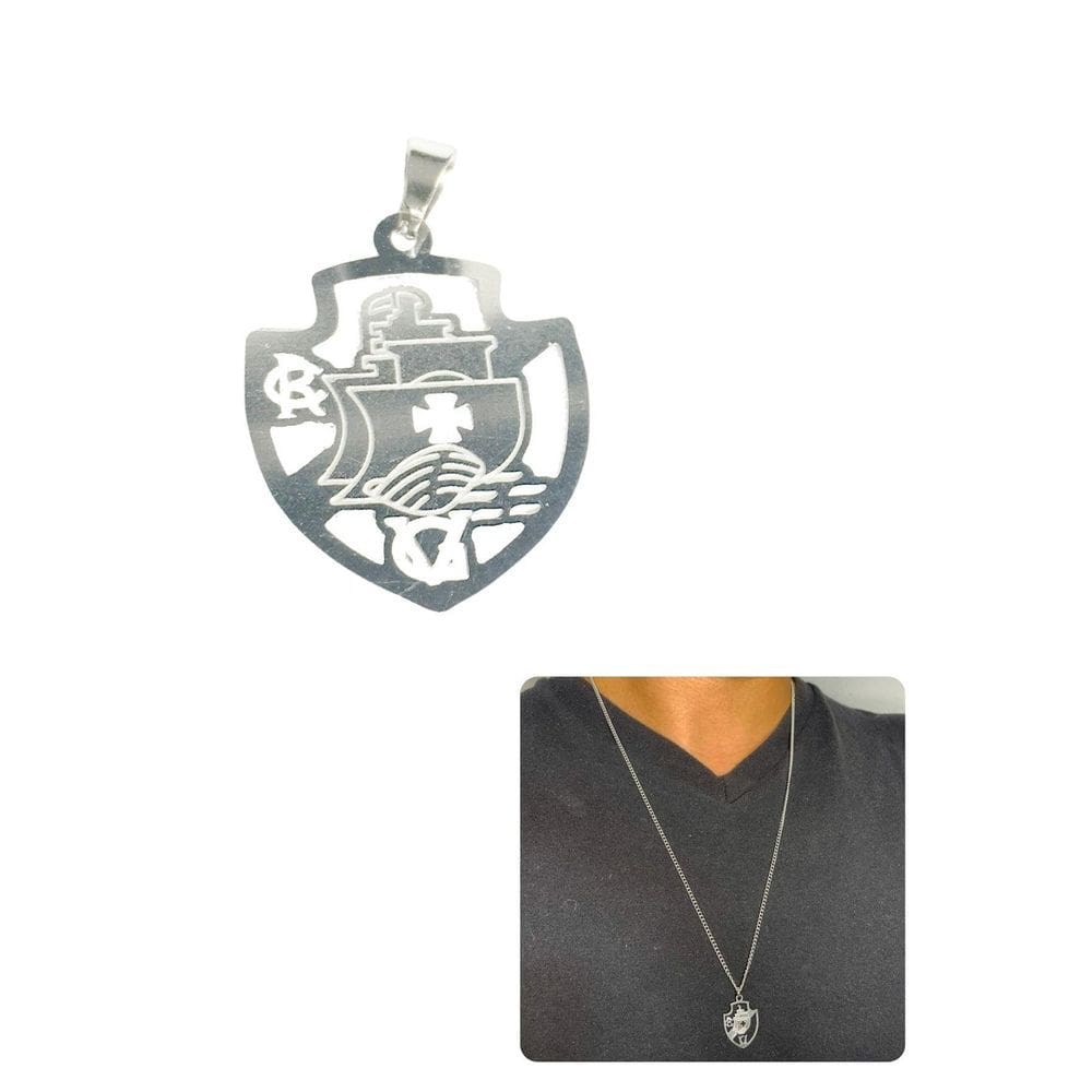 Pingente Masculino Feminino Delicado Escudo Time Vasco Prata
