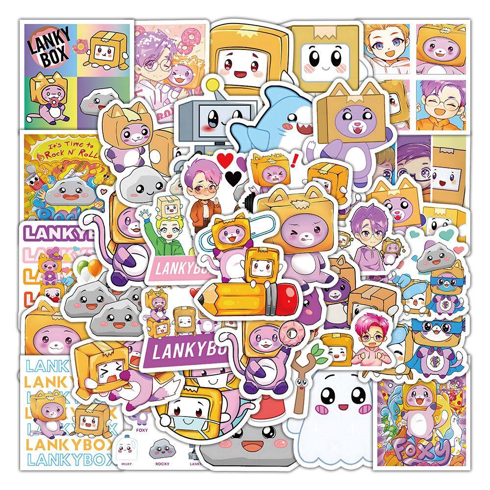Adesivos Lankyboxs, vinil impermeável, anime, 60 unidades/lote, 5-7 cm