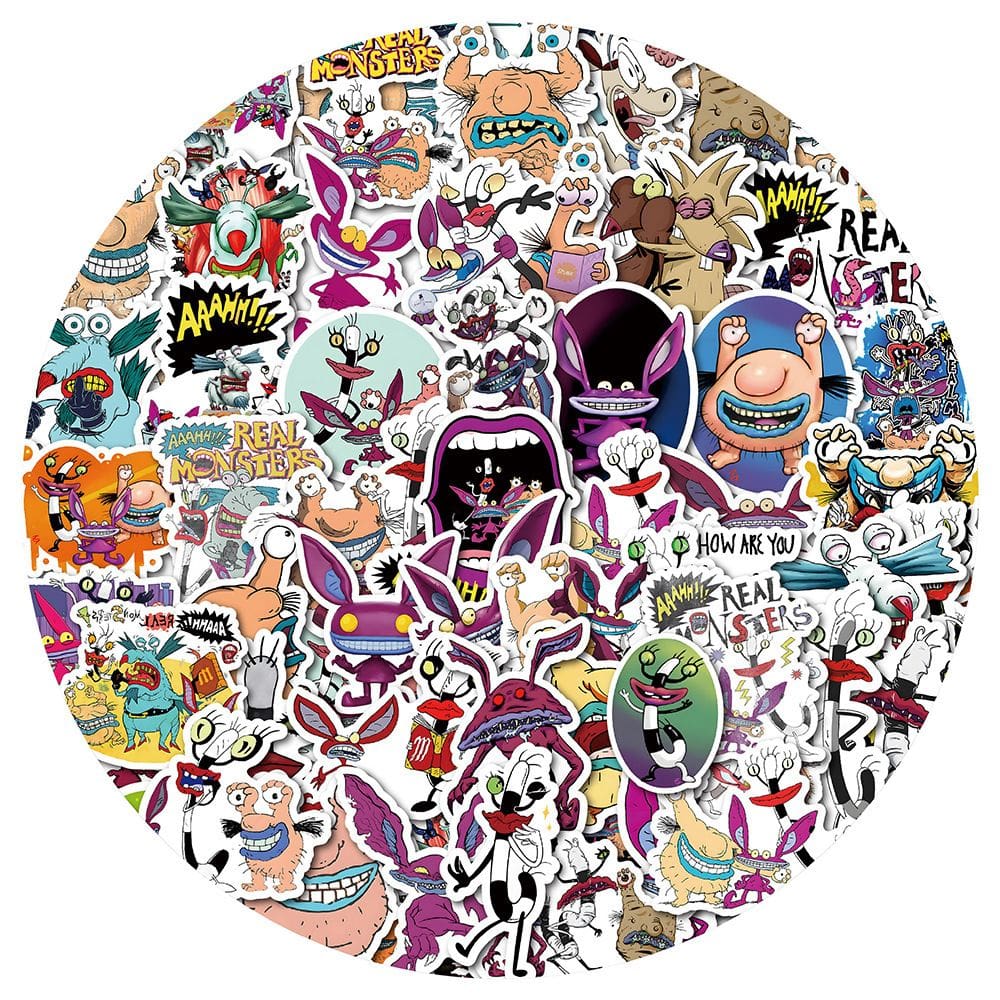 Adesivos de vinil impermeável Real Monsters, anime, 50 unidades