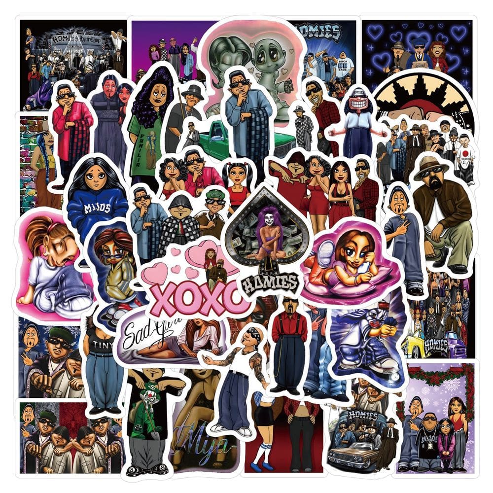 Pacote de adesivos Homies Anime, vinil impermeável, 60 unidades