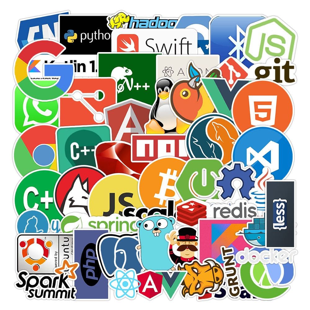 Adesivos, computadores, programações, vinil impermeável, 50 unidades