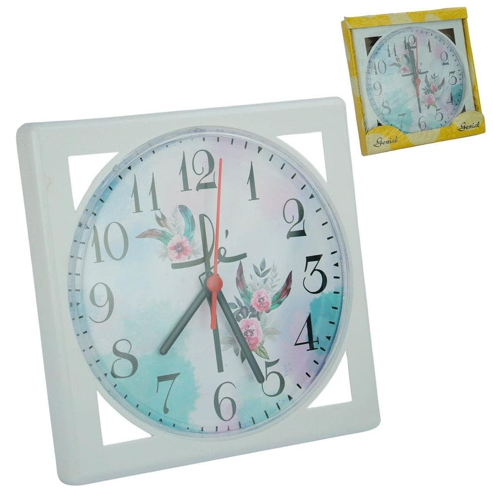 Relógio Analógico de Parede 23cm Quadrado Fé - Tudo em Caixa