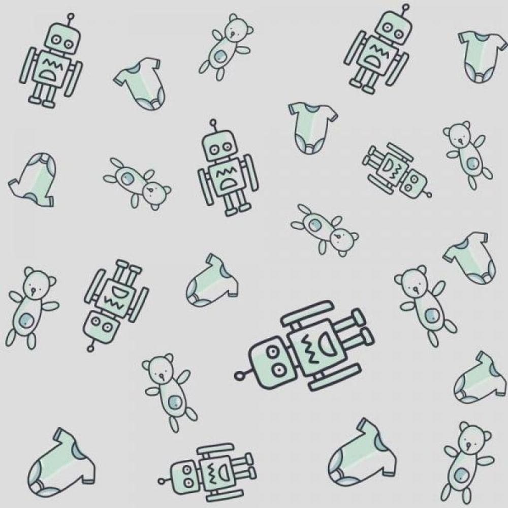 Papel De Parede Infantil Robô Ursinho Baby