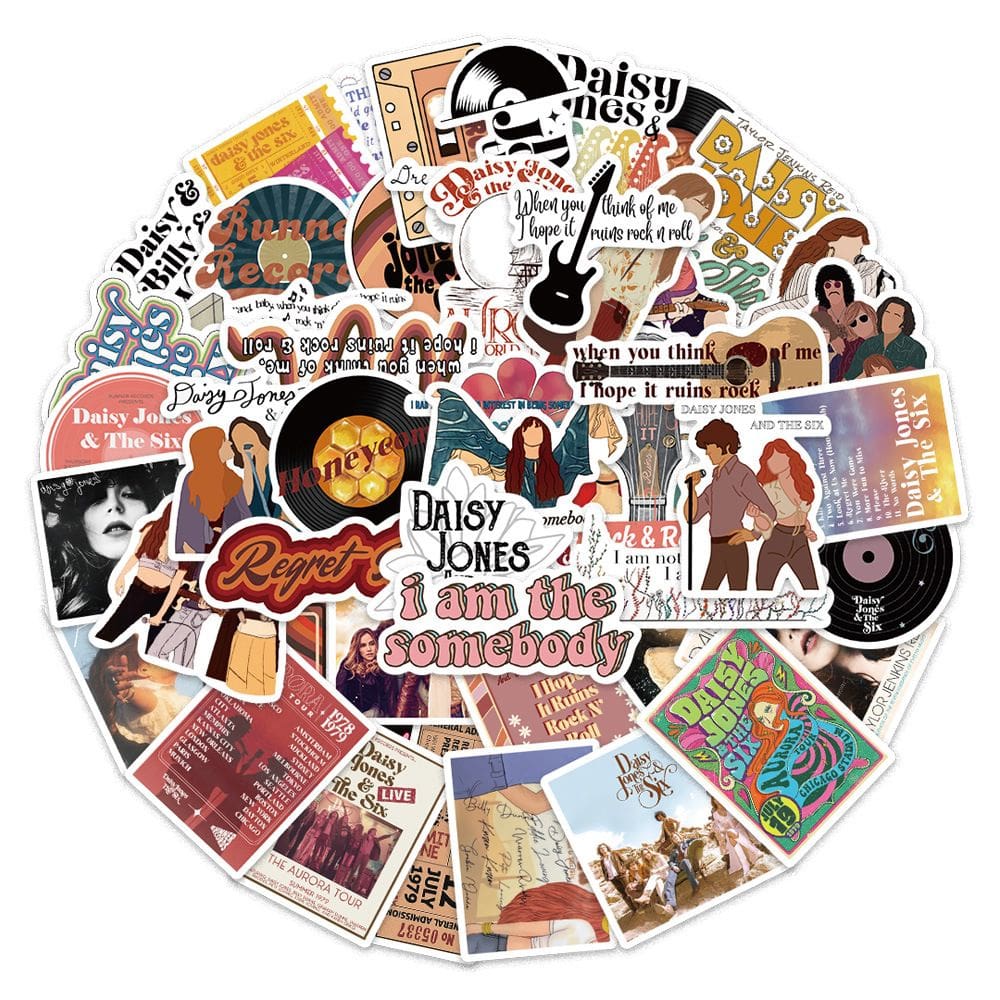 Adesivos de vinil impermeável Daisys Jones Sixs, anime, 50 unidades