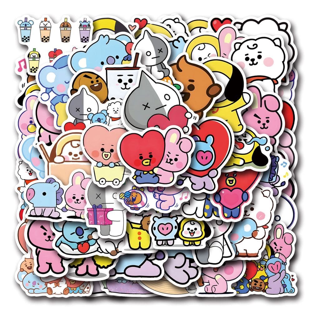 Adesivos de vinil impermeável BT21S Anime 55 unidades/lote 5-7 cm