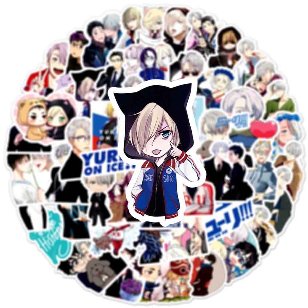 Adesivos Yuris On Ice Anime 50 unidades de PVC impermeáveis e à prova de sol