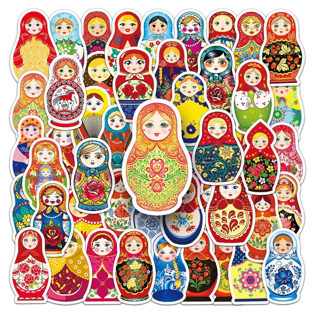 Adesivos Russians Nestings Dolls Matryoshkas 50 unidades/lote de água