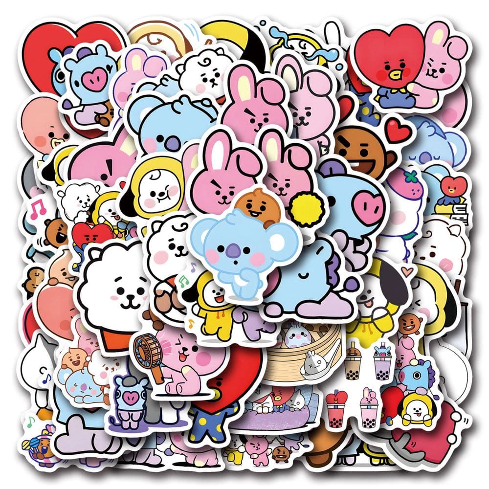 Adesivos de vinil impermeável BT21, anime, 55 unidades para laptop, etc.