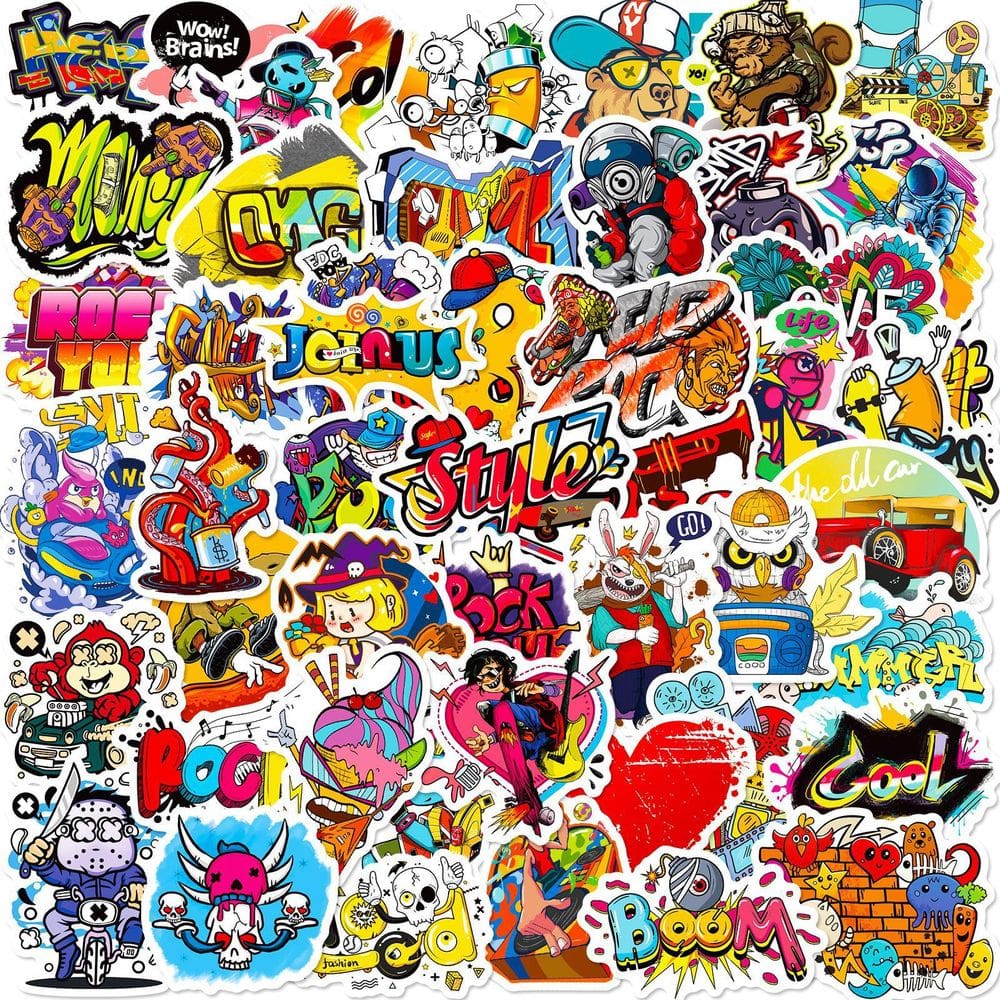 Adesivos, 50 unidades/lote, estampas coloridas, vinil impermeável